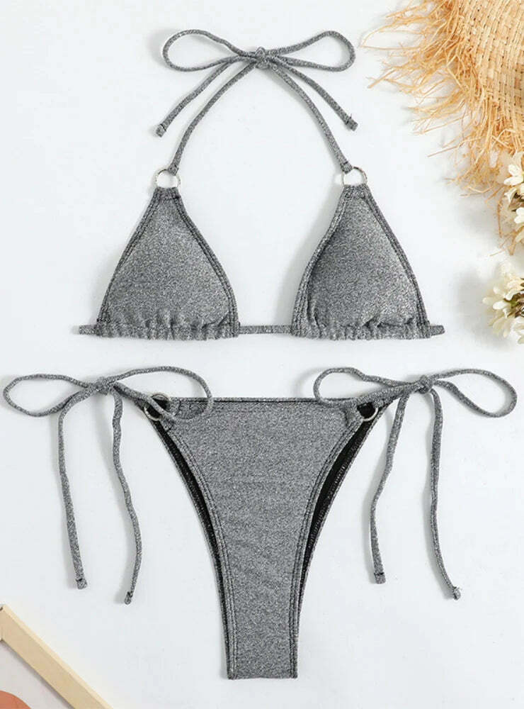 Coquette Aesthetic Gray Swimsuit Bikini for Women - Y2K Fashion Statement Coquette Aesthetic Gray Swimsuit Bikini for Women - Y2K Fashion Statement