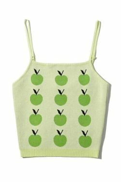 Coquette Aesthetic Green Apple Tank Top - Y2K Fashion for Women - Cute Tops with Grunge Style