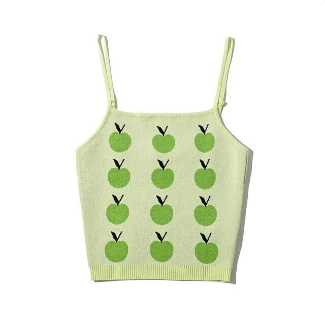 Coquette Aesthetic Green Apple Tank Top - Y2K Fashion for Women - Cute Tops with Grunge Style Coquette Aesthetic Green Apple Tank Top - Y2K Fashion for Women - Cute Tops with Grunge Style