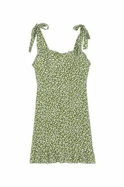 Coquette Aesthetic Green Mini Dress with Polka Dots - Y2K Fashion for Women