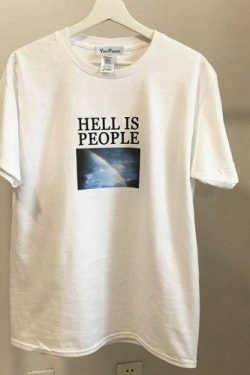Coquette Aesthetic Grunge Style Hell Is People T-Shirt Y2K Fashion Women's Clothing