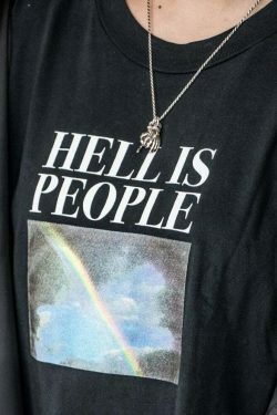 Coquette Aesthetic Grunge Style Hell Is People T-Shirt Y2K Fashion Women's Clothing