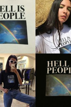 Coquette Aesthetic Grunge Style Hell Is People T-Shirt Y2K Fashion Women's Clothing