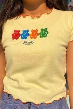 Coquette Aesthetic Gummy Bear Cropped Tee - Y2K Fashion Women's Top