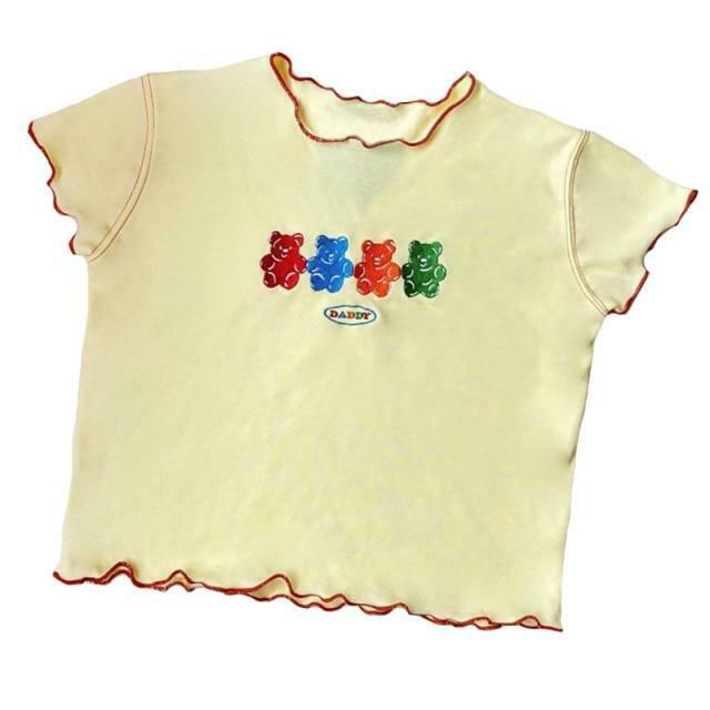Coquette Aesthetic Gummy Bear Cropped Tee - Y2K Fashion Women's Top