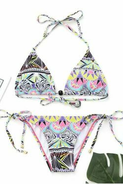 Coquette Aesthetic Halter Bikini Top & String Bottoms - Y2K Fashion Swimwear