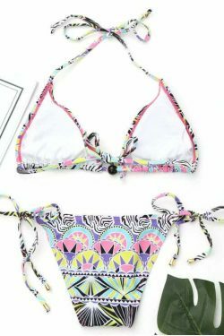 Coquette Aesthetic Halter Bikini Top & String Bottoms - Y2K Fashion Swimwear