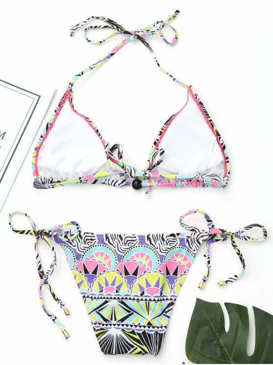 Coquette Aesthetic Halter Bikini Top & String Bottoms - Y2K Fashion Swimwear Coquette Aesthetic Halter Bikini Top & String Bottoms - Y2K Fashion Swimwear