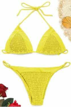 Coquette Aesthetic Halter Smocked String Bikini Set
