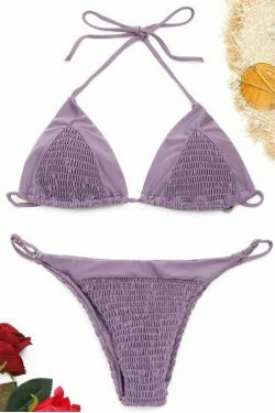 Coquette Aesthetic Halter Smocked String Bikini Set