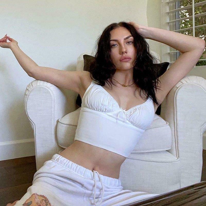 Coquette Aesthetic Hazel Milkmaid Ruched Top - Y2K Fashion Grunge Style Cute