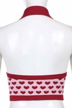 Coquette Aesthetic Heart-Print Knitted Vest for Y2K Fashion Enthusiasts