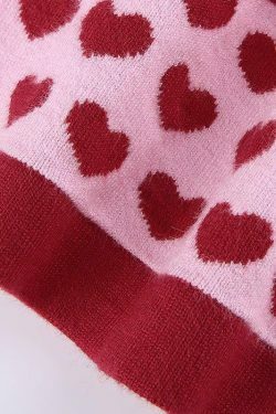 Coquette Aesthetic Heart-Print Knitted Vest for Y2K Fashion Enthusiasts