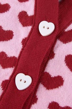 Coquette Aesthetic Heart-Print Knitted Vest for Y2K Fashion Enthusiasts