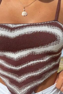 Coquette Aesthetic Heart Print Knit Top - Y2K Fashion - Grunge Style - Cute Pastel Goth Outfit