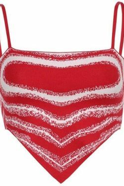 Coquette Aesthetic Heart Print Knit Top - Y2K Fashion - Grunge Style - Cute Pastel Goth Outfit