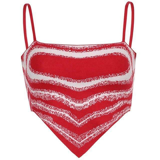 Coquette Aesthetic Heart Print Knit Top - Y2K Fashion - Grunge Style - Cute Pastel Goth Outfit