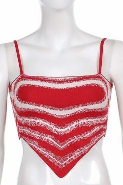 Coquette Aesthetic Heart Print Knit Top - Y2K Fashion - Grunge Style - Cute Pastel Goth Outfit