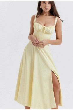 Coquette Aesthetic Helen Split Dress - Y2K Fashion Statement with a Flirty Twist