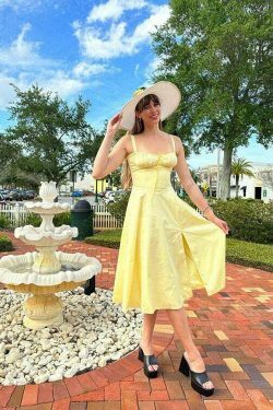 Coquette Aesthetic Helen Split Dress - Y2K Fashion Statement with a Flirty Twist