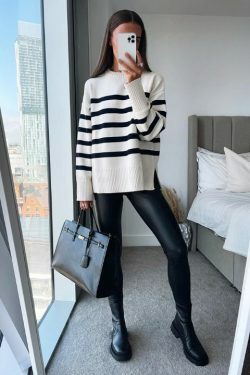 Coquette Aesthetic Henry Stripe Knitted Jumper - Y2K Fashion Women's Sweater