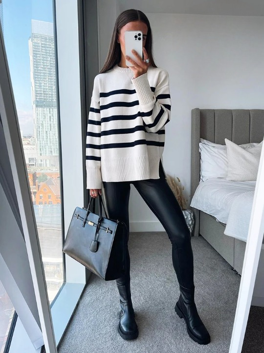 Coquette Aesthetic Henry Stripe Knitted Jumper - Y2K Fashion Women's Sweater