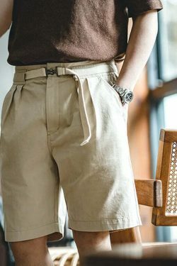 Coquette Aesthetic Herringbone Twill Shorts with Belt - Y2K Fashion Statement Piece