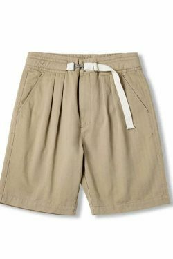 Coquette Aesthetic Herringbone Twill Shorts with Belt - Y2K Fashion Statement Piece