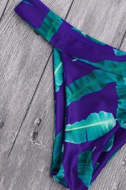 Coquette Aesthetic High Cut Banana Leaf Plunge Bikini Set