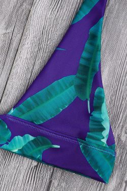 Coquette Aesthetic High Cut Banana Leaf Plunge Bikini Set