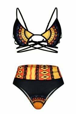 Coquette Aesthetic High Cut Bikini Set with Printed Design
