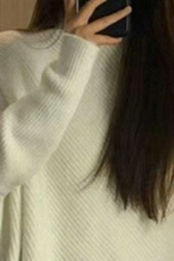 Coquette Aesthetic High Neck Irregular Hem Sweater