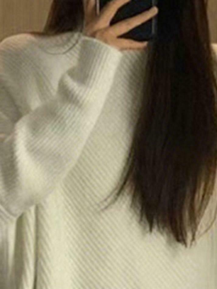 Coquette Aesthetic High Neck Irregular Hem Sweater Coquette Aesthetic High Neck Irregular Hem Sweater