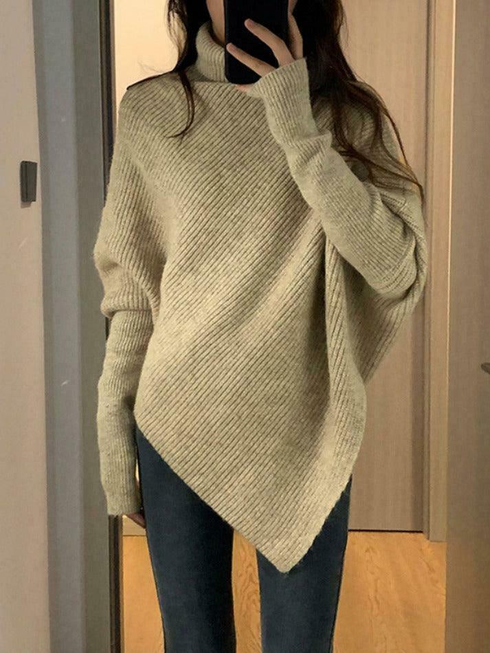 Coquette Aesthetic High Neck Irregular Hem Sweater Coquette Aesthetic High Neck Irregular Hem Sweater