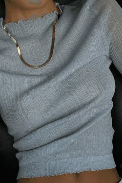 Coquette Aesthetic High Neck Knit Top with Semi-Sheer Detail