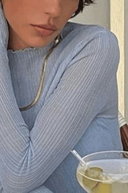 Coquette Aesthetic High Neck Knit Top with Semi-Sheer Detail