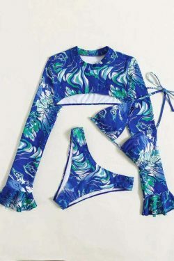 Coquette Aesthetic High Waist Bikini Set - Y2K Fashion Three-Piece Swimsuit