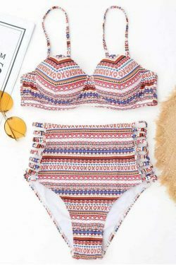 Coquette Aesthetic High Waist Bikini Set with Pretty Push-Up Print