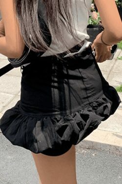 Coquette Aesthetic High Waist Bud Lantern Skirt