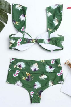 Coquette Aesthetic High Waist Tie Backless Flounce Bikini Swimsuit