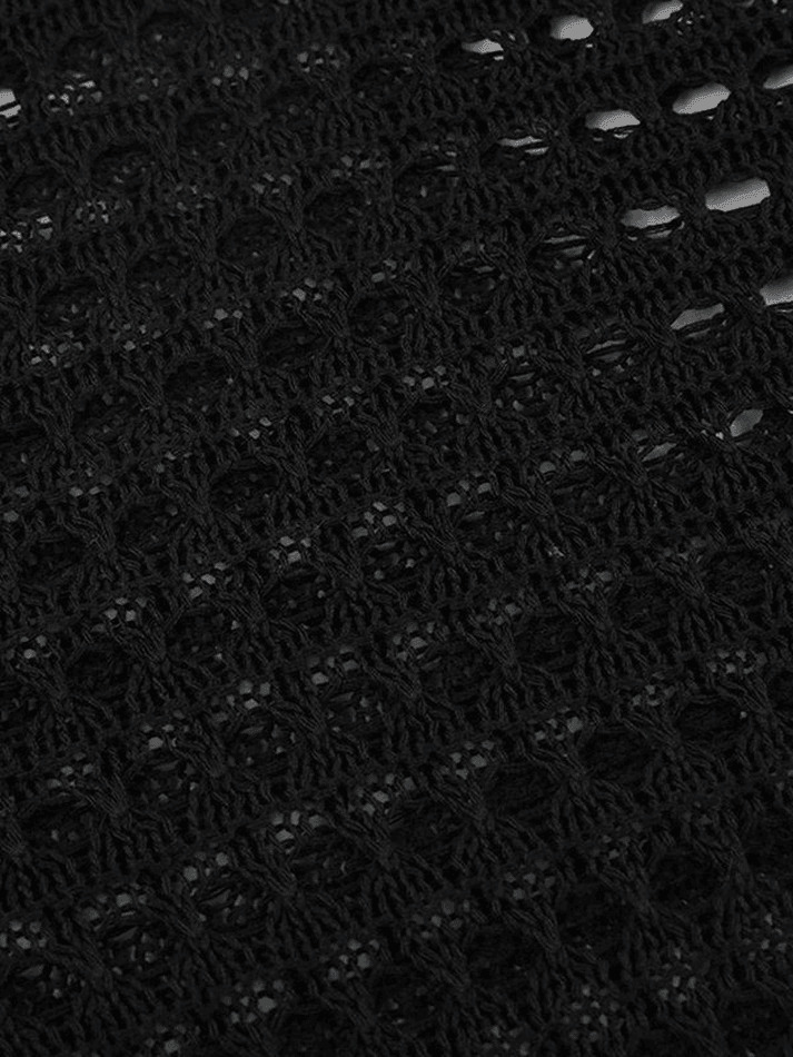 Coquette Aesthetic Hollow Out Knit Crop Top for Y2K Fashion Enthusiasts