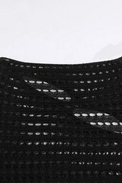Coquette Aesthetic Hollow Out Knit Crop Top for Y2K Fashion Enthusiasts