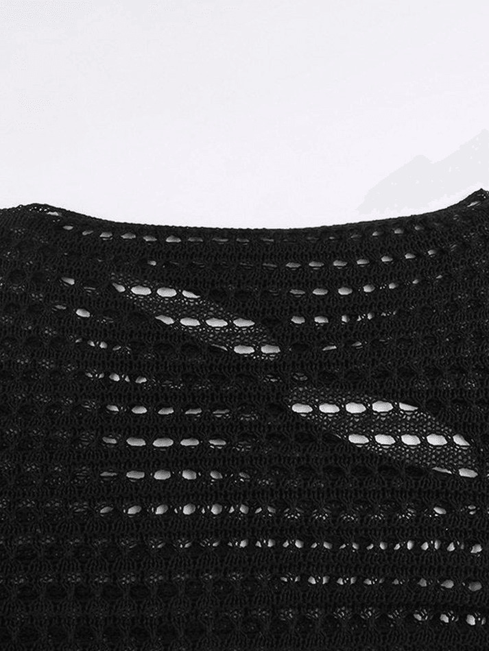 Coquette Aesthetic Hollow Out Knit Crop Top for Y2K Fashion Enthusiasts