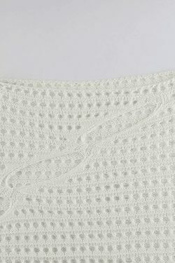 Coquette Aesthetic Hollow Out Knit Crop Top for Y2K Fashion Enthusiasts