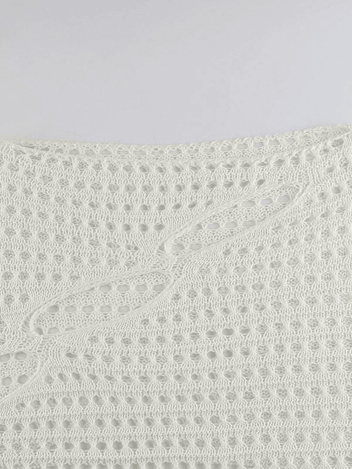 Coquette Aesthetic Hollow Out Knit Crop Top for Y2K Fashion Enthusiasts