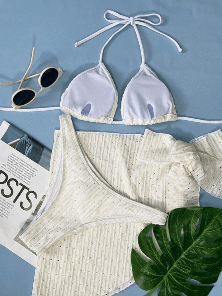 Coquette Aesthetic Hollow Out Striped Swimsuit Set Coquette Aesthetic Hollow Out Striped Swimsuit Set