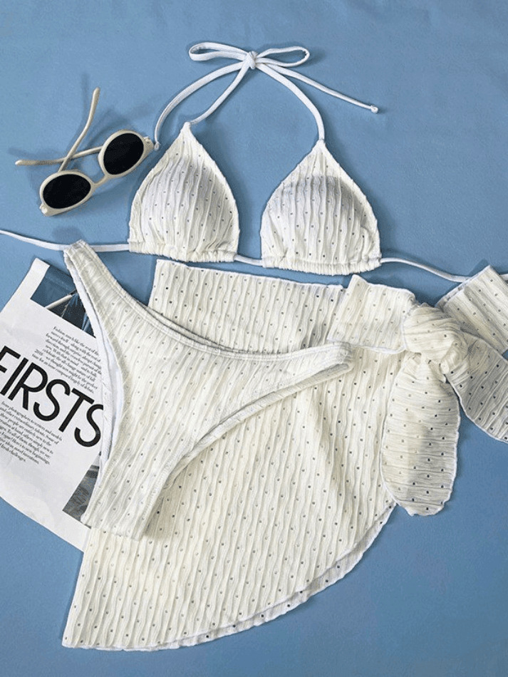 Coquette Aesthetic Hollow Out Striped Swimsuit Set Coquette Aesthetic Hollow Out Striped Swimsuit Set