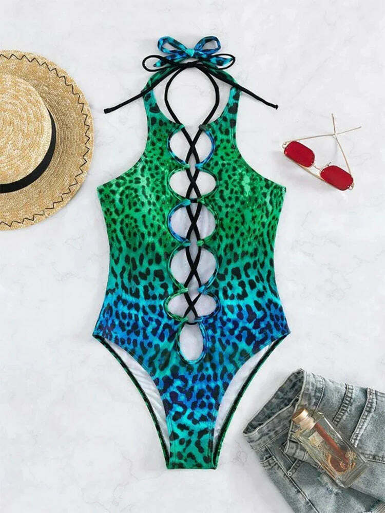 Coquette Aesthetic Hollow Strap One-Piece Swimsuit Coquette Aesthetic Hollow Strap One-Piece Swimsuit