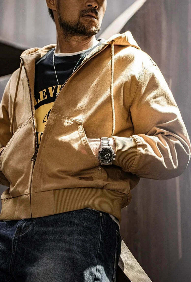 Coquette Aesthetic Hooded Canvas Jacket - Y2K Fashion with Grunge & Pastel Goth Vibes