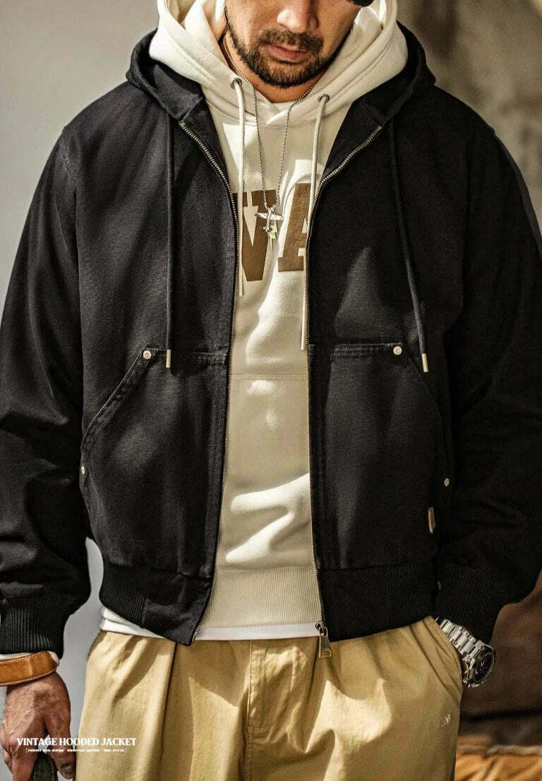 Coquette Aesthetic Hooded Canvas Jacket - Y2K Fashion with Grunge & Pastel Goth Vibes